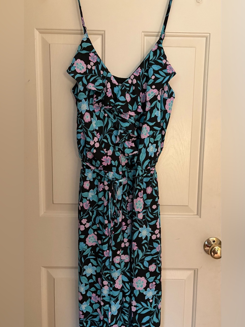 NWT Emily Wonder Size 1x Black Jumpsuit with Floral Print